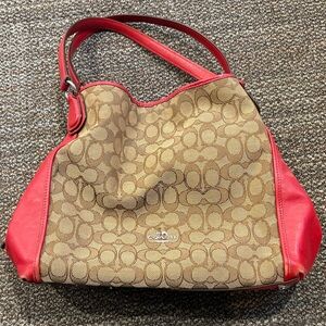 Coach Red and Tan Shoulder Bag